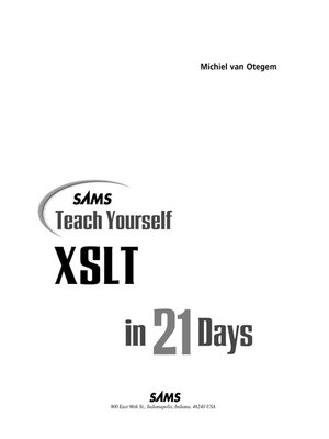 cover image of Sams Teach Yourself XSLT in 21 Days